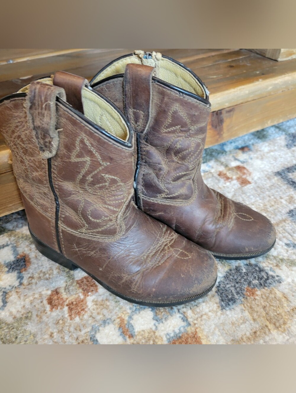 Toddler Boys Brown Leather Boots:7